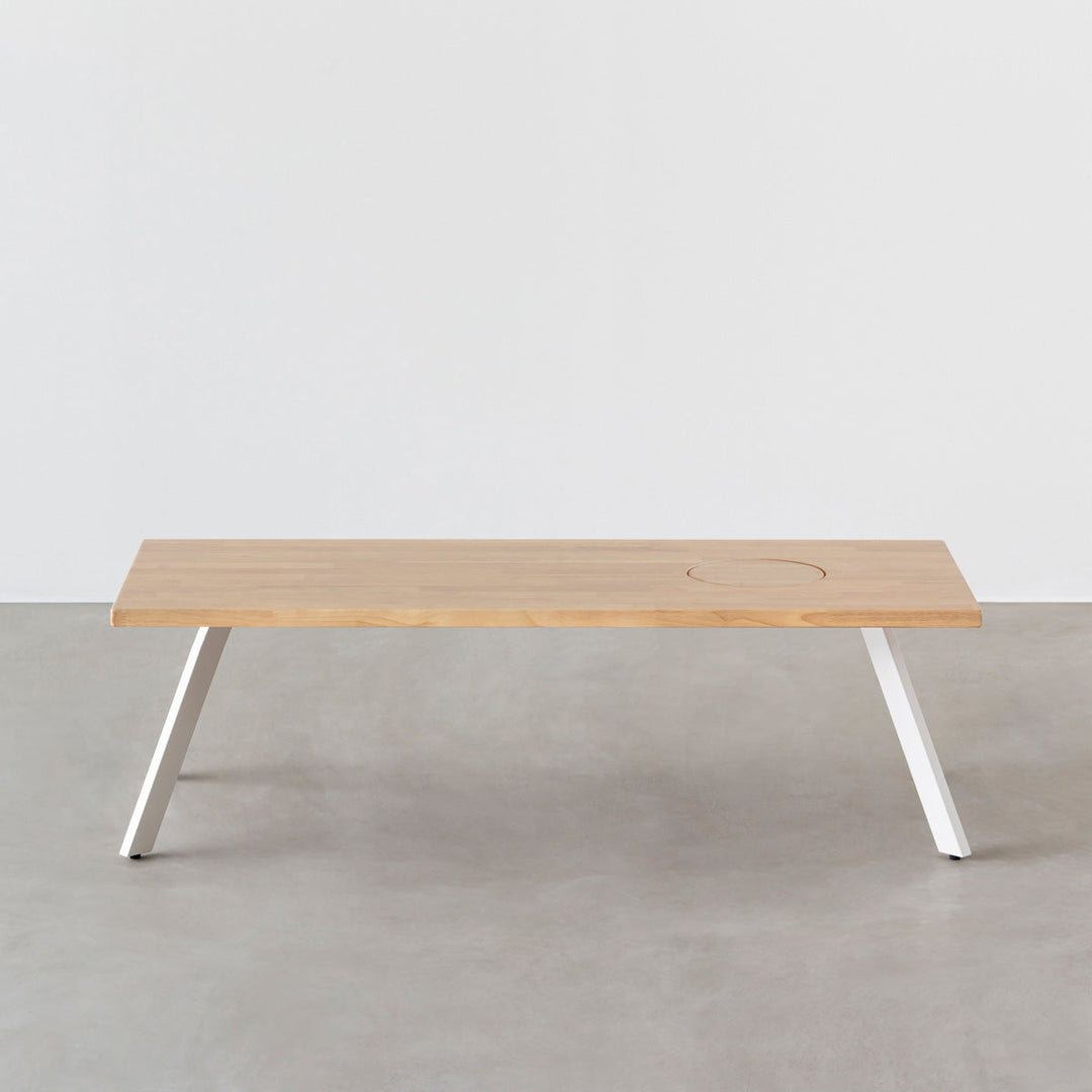 THE LOW TABLE / ラバーウッド アッシュグレー × White Steel ネコ穴