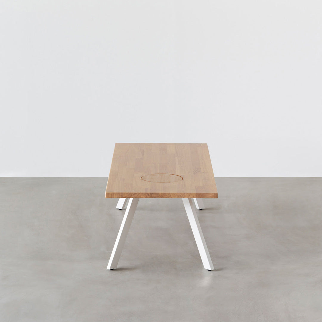 THE LOW TABLE / ラバーウッド アッシュグレー × White Steel ネコ穴