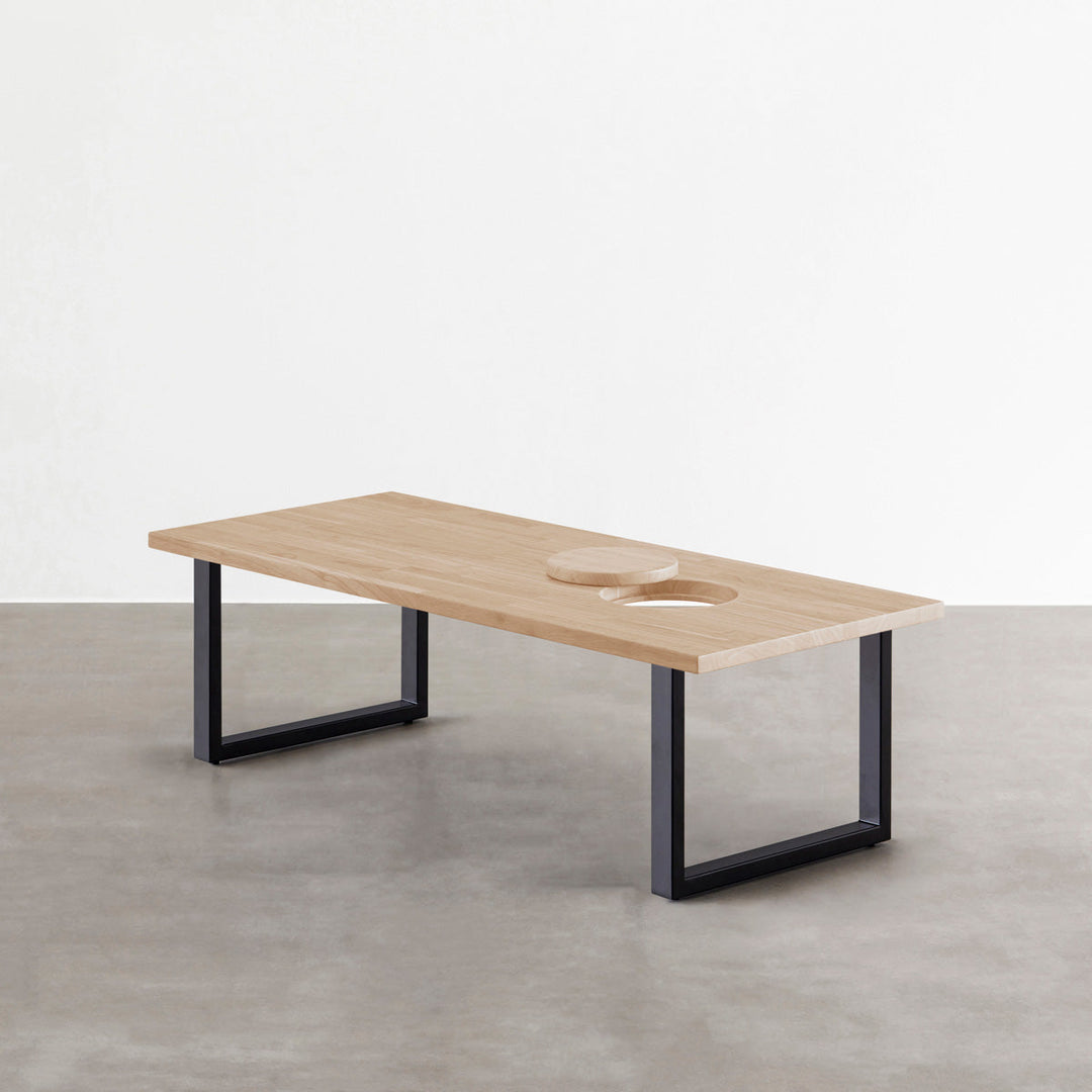 THE LOW TABLE / ラバーウッド アッシュグレー × Black Steel