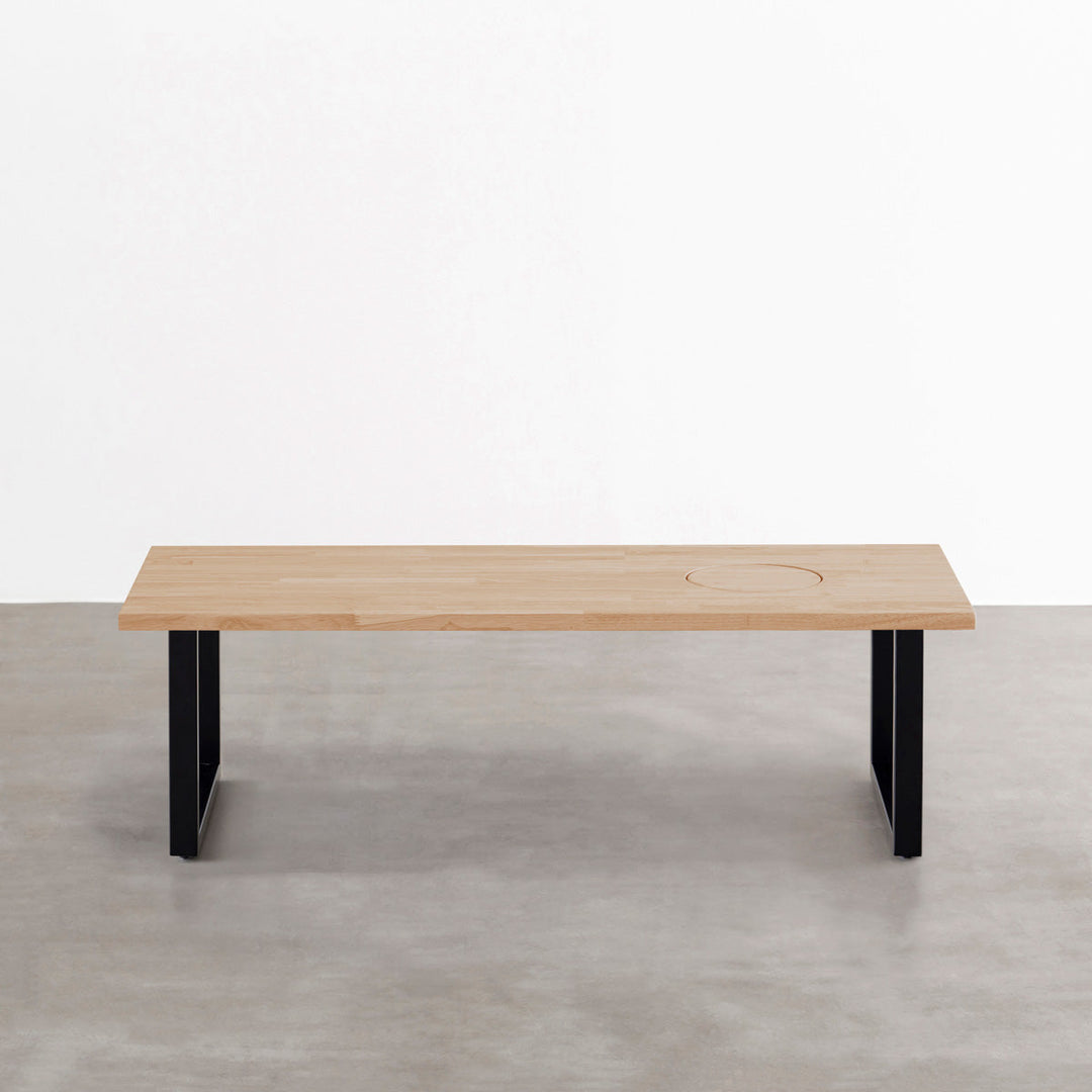 THE LOW TABLE / ラバーウッド アッシュグレー × Black Steel ネコ穴