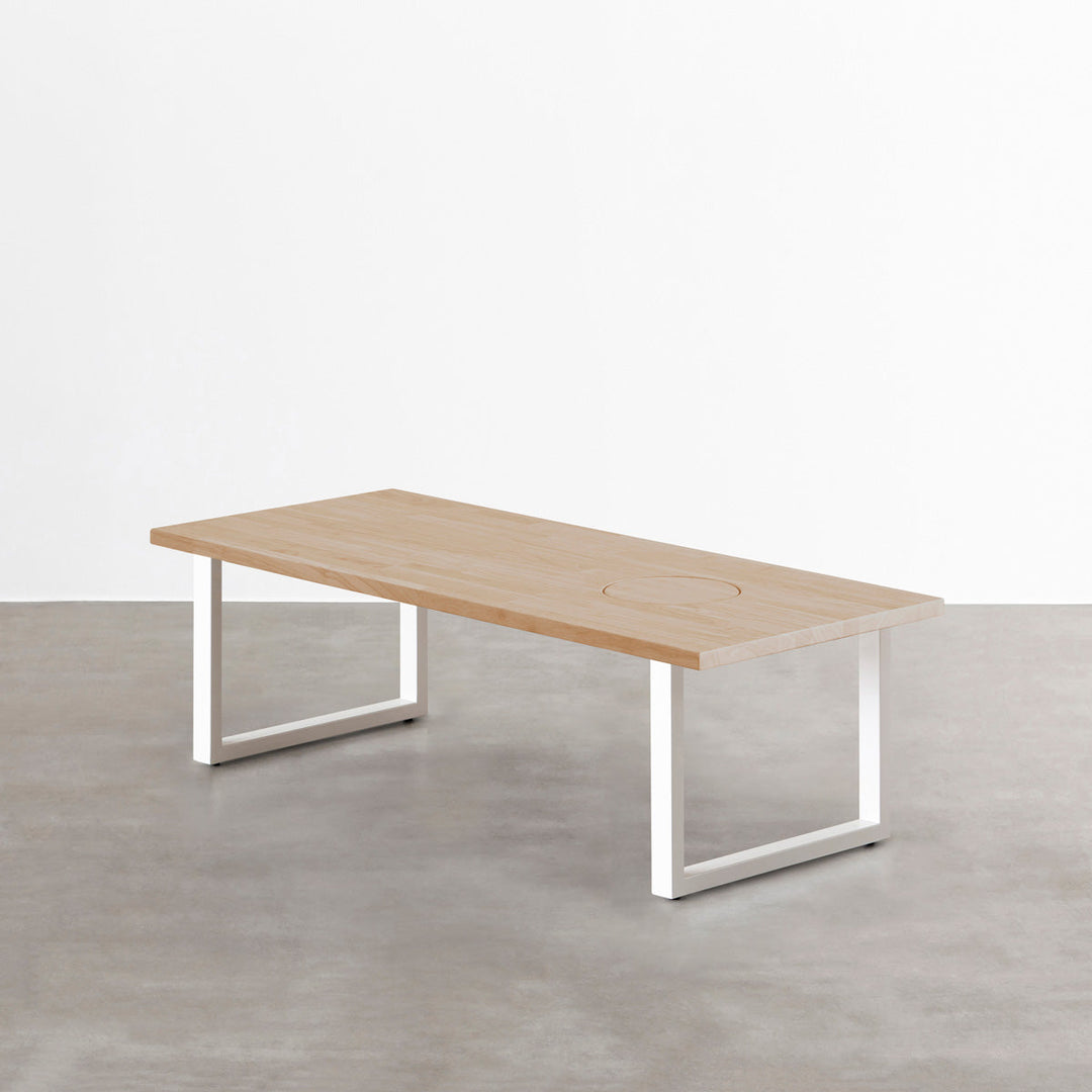 THE LOW TABLE / ラバーウッド アッシュグレー × White Steel ネコ穴