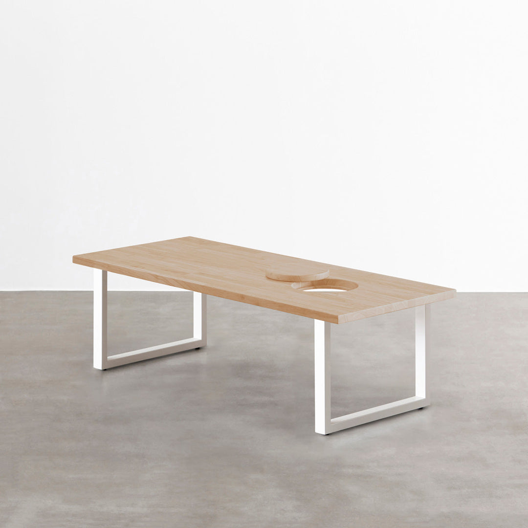 THE LOW TABLE / ラバーウッド アッシュグレー × White Steel ネコ穴