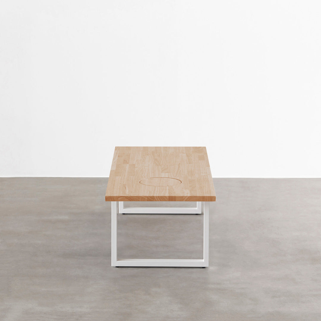 THE LOW TABLE / ラバーウッド アッシュグレー × White Steel ネコ穴