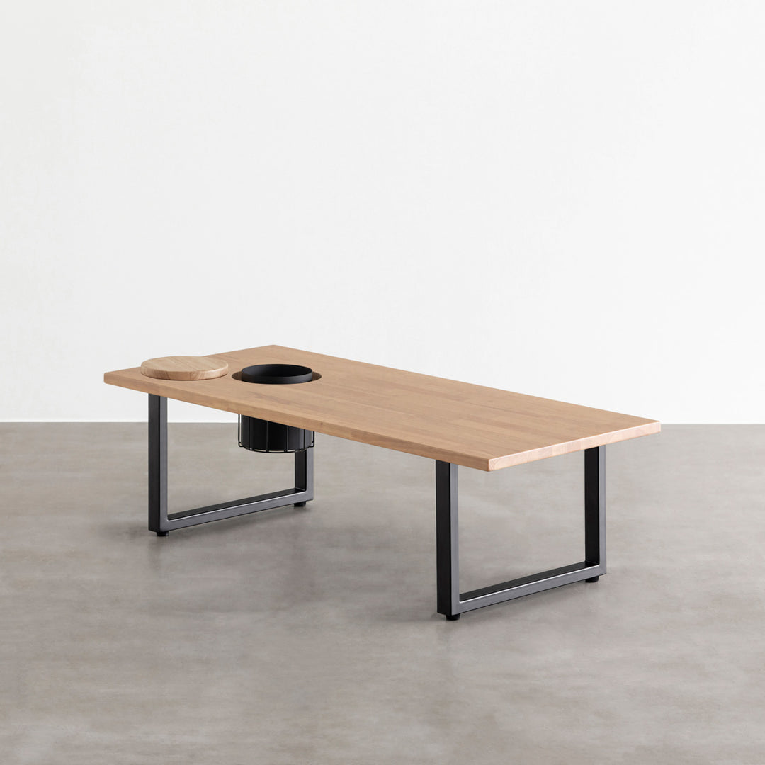 KANADEMONO THE LOW TABLE ラバーウッド アッシュグレー THE LOW TABLE / ラバーウッド アッシュグレー × Black Steel
