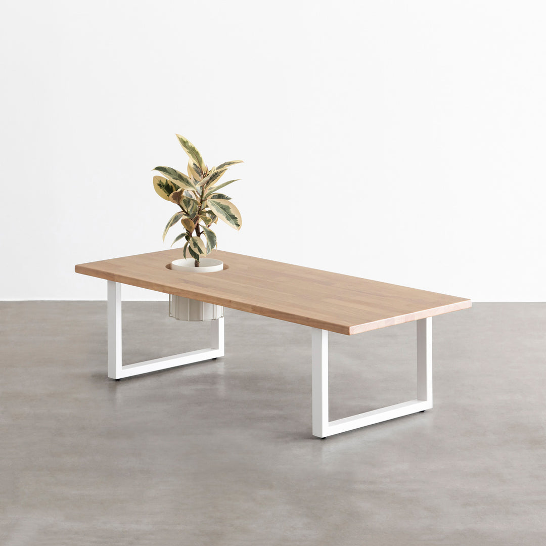 THE LOW TABLE / ラバーウッド アッシュグレー × White Steel ワイヤー