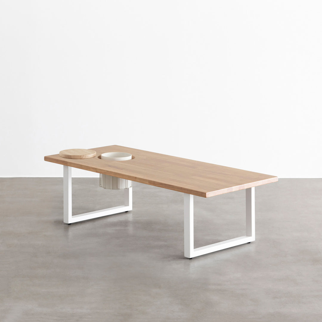 THE LOW TABLE / ラバーウッド アッシュグレー × White Steel ワイヤー