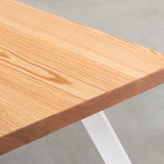 Kanademonoの無垢レッドオーク天板にホワイトの4pinアイアン脚を組み合わせたローテーブル（天板）