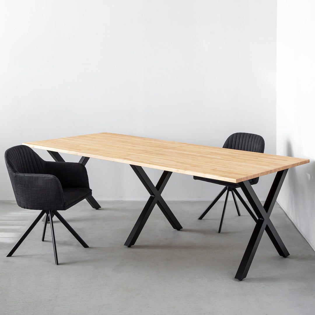 THE TABLE / ラバーウッド ナチュラル × Black Steel × W181 - 300cm