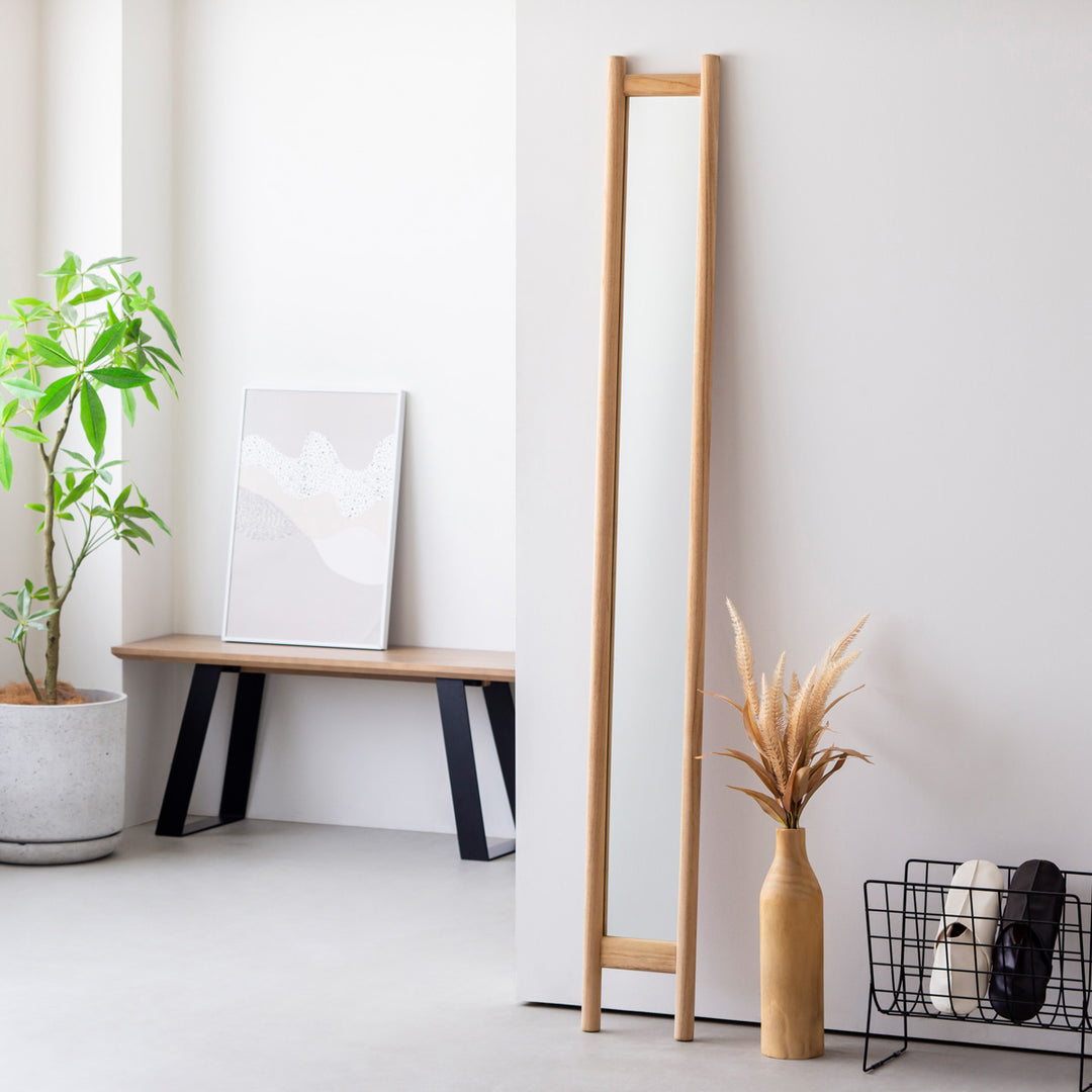 Natural - Slim チーク無垢材 スリム スタンドミラー 21×175 – KANADEMONO