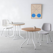 THE CAFE TABLE / リノリウム 全24色　White Steel 4本脚 × ラウンド φ61 - 80