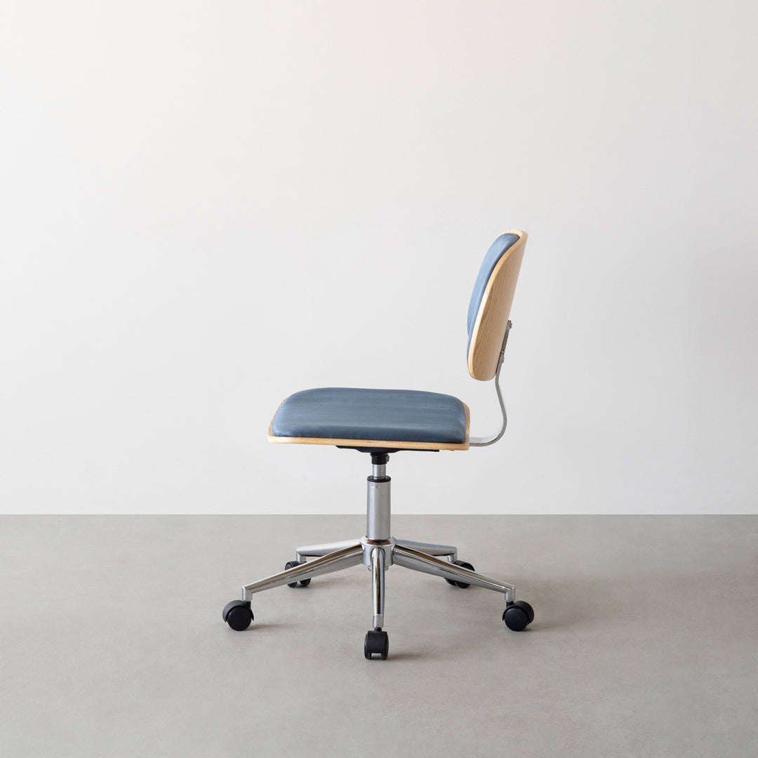 Stylish - Modern スエード調生地とウッドフレーム デスクチェア