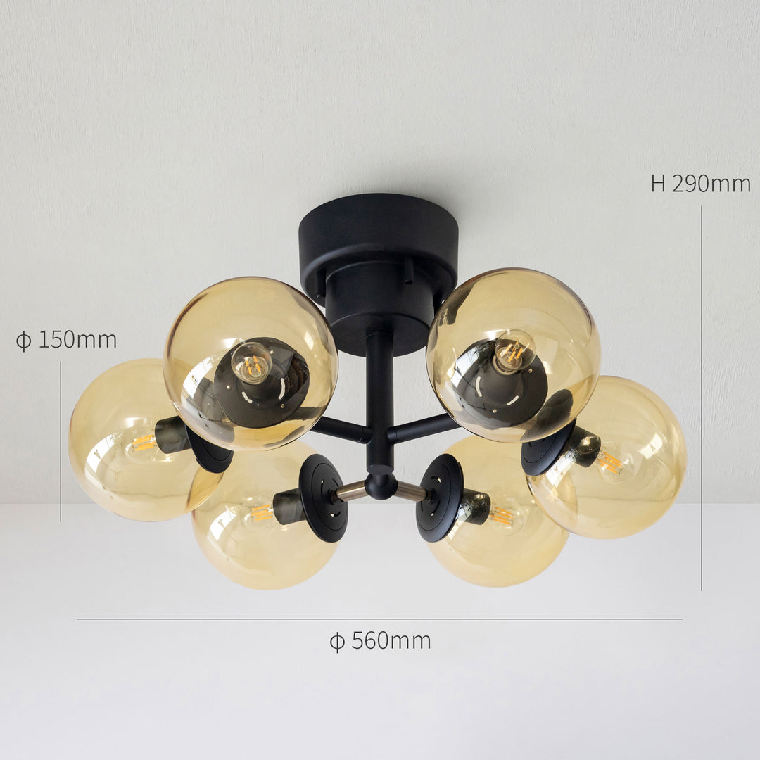 ノスタルジックなガラスボール シーリングライト 6灯タイプ – KANADEMONO