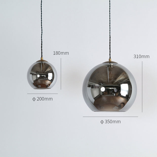ガラスに高級感のある塗装を施した、シンプルかつ気品あるデザインのペンダントランプ（Sサイズ・Lサイズ）サイズ・寸法詳細