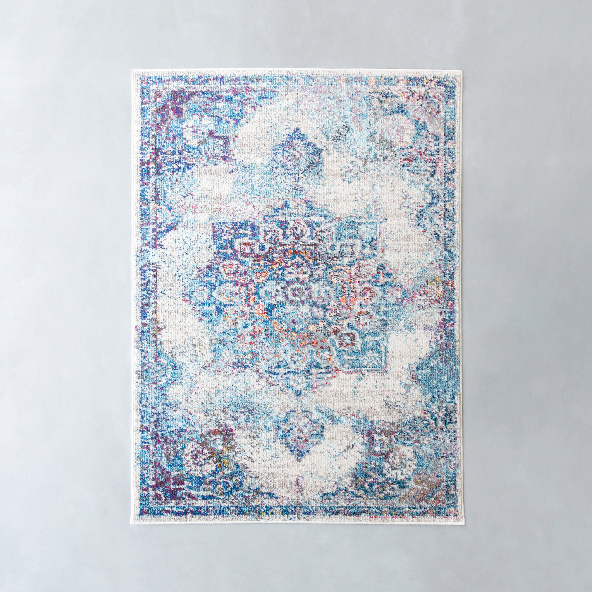 KANADEMONO ラグ　Chic Medallion Blue Rug Botanical Medallion Design Rug 120×180 – KANADEMONO