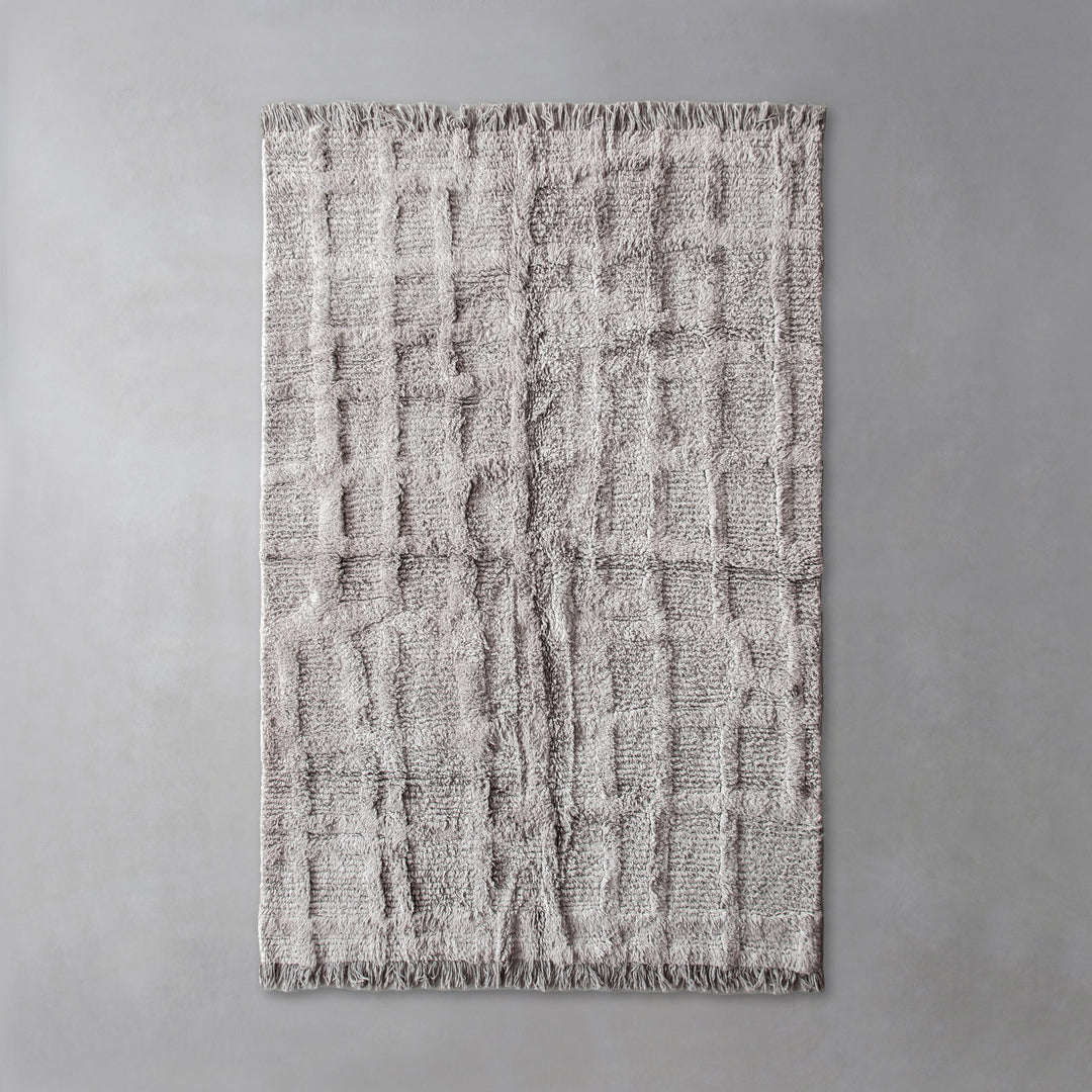 KANADEMONO ラグ Gridlines Blend Rug Gridlines Playful Cotton Blend Rug - Gray – KANADEMONO