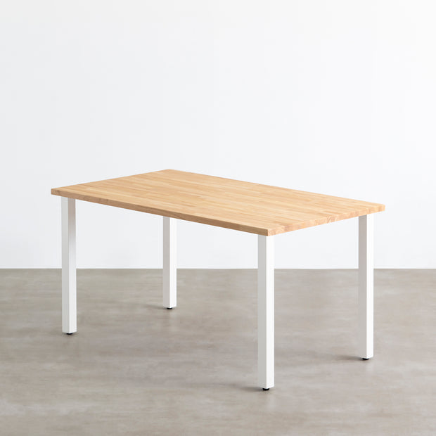 かなでもののラバーウッドとホワイトのスクエアバー鉄脚を組み合わせたシンプルデザインのテーブル1