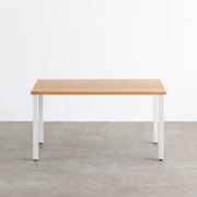 かなでもののホワイトアッシュ材とホワイトのスクエアバー鉄脚を組み合わせたシンプルモダンなテーブル１