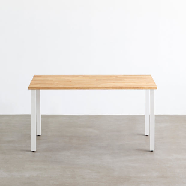 かなでもののラバーウッドとホワイトのスクエアバー鉄脚を組み合わせたシンプルデザインのテーブル2