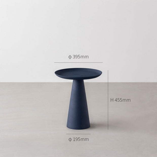 シンプルで洗練されたデザインのブルーのサイドテーブルL（寸法画像）