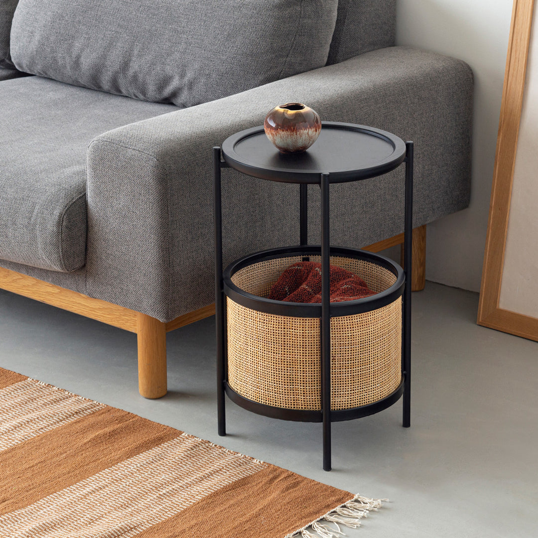 kanademono Rattan × Modern ラウンド サイドテーブル kanademono Rattan × Modern ラウンド サイドテーブル