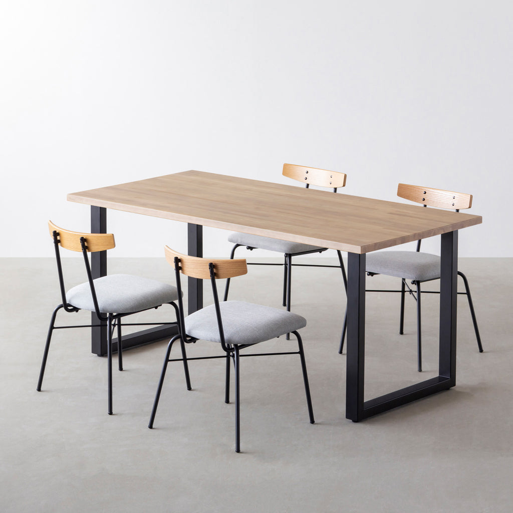 ダイニングテーブル5点セット[A] ラバーウッド アッシュグレー × Black