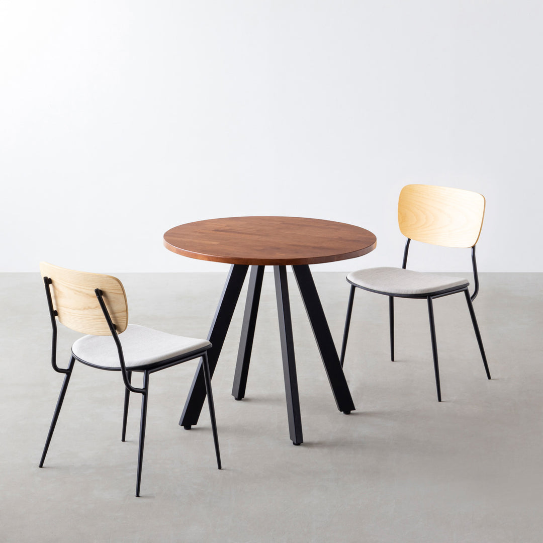 ダイニングカフェテーブル3点セット[B] ラバーウッド × Black