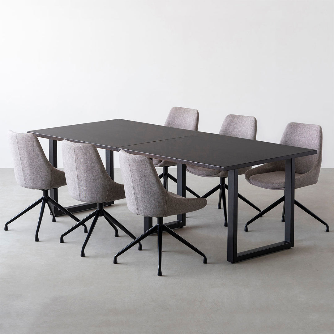 kanademono ダイニングテーブル ブラックブラウン ダイニングテーブル5点セット[A] ラバーウッド ブラウン × Black Steel