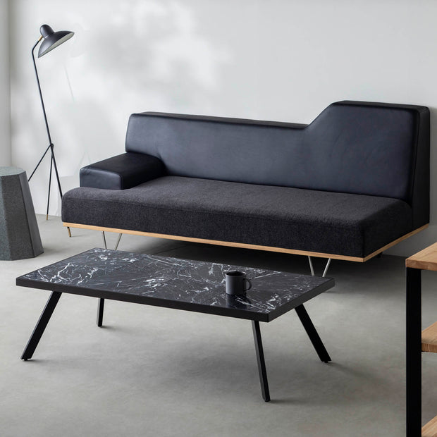THE LOW TABLE / 大理石 黒白根 × ラバーウッド × Black Steel