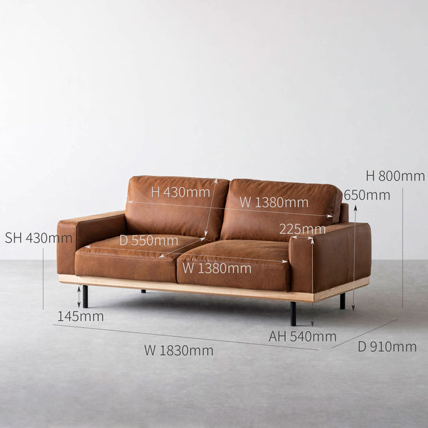 オイルレザーの風合い ブラウン ソファ 2.5 seater – KANADEMONO
