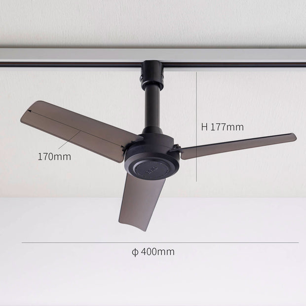 照明用のダクトレールに簡単に取り付けが出来るファン（サイズ画像）