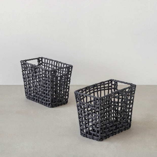 手編みのロープバスケットスリムLサイズ（2Pセット）