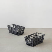 手編みのロープバスケットスリムSサイズ（2Pセット）