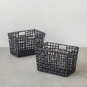 手編みのロープバスケットワイドLサイズ（2Pセット）