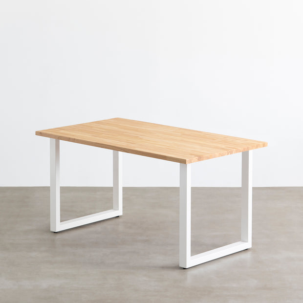 かなでもののラバーウッドとホワイトのスクエア鉄脚を組み合わせたシンプルデザインのテーブル1