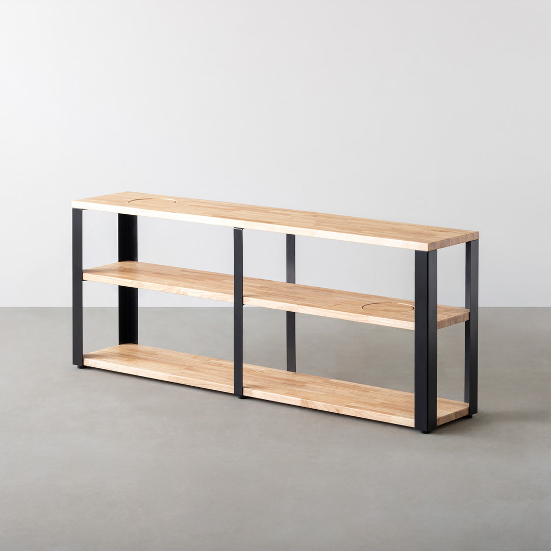 KANADEMONO かなでもの STORAGE SHELF 3段 ラバーウッド THE STORAGE SHELF 3段 / ラバーウッド ナチュラル × Black Steel ネコ