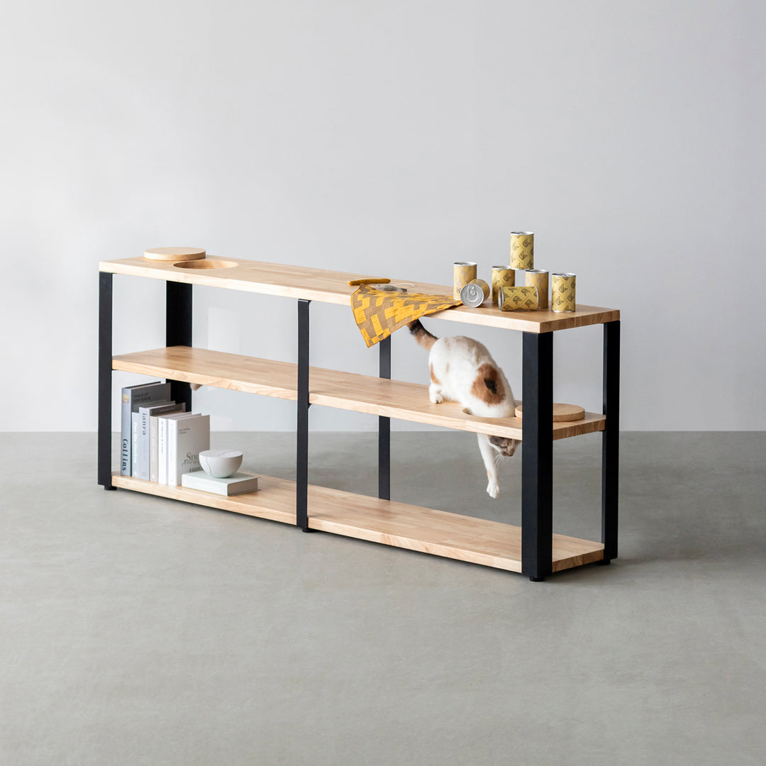 THE SHELF / ラバーウッド そのまま発送　KANADEMONO THE STORAGE SHELF 3段 / ラバーウッド ナチュラル × Black