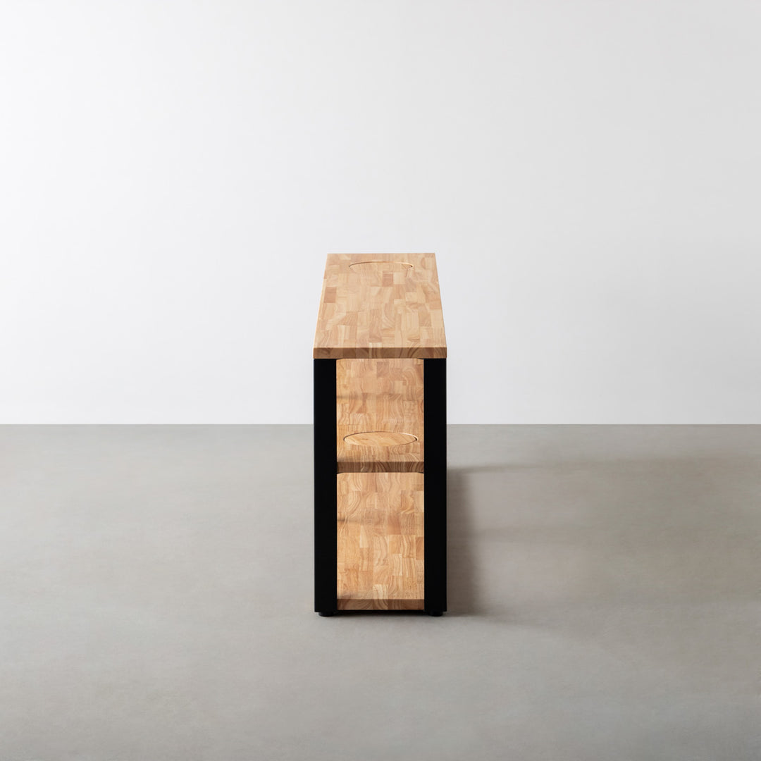 KANADEMONO かなでもの STORAGE SHELF 3段 ラバーウッド THE STORAGE SHELF 3段 / ラバーウッド ナチュラル × Black Steel ネコ