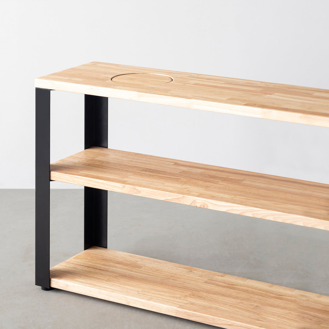 KANADEMONO かなでもの STORAGE SHELF 3段 ラバーウッド THE STORAGE SHELF 3段 / ラバーウッド ナチュラル × Black Steel ネコ