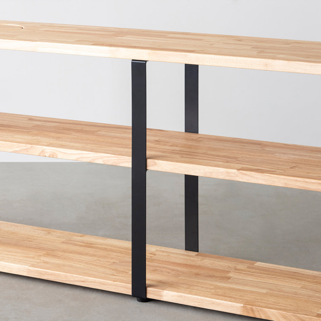 KANADEMONO かなでもの STORAGE SHELF 3段 ラバーウッド THE STORAGE SHELF 3段 / ラバーウッド ブラウン × White Steel