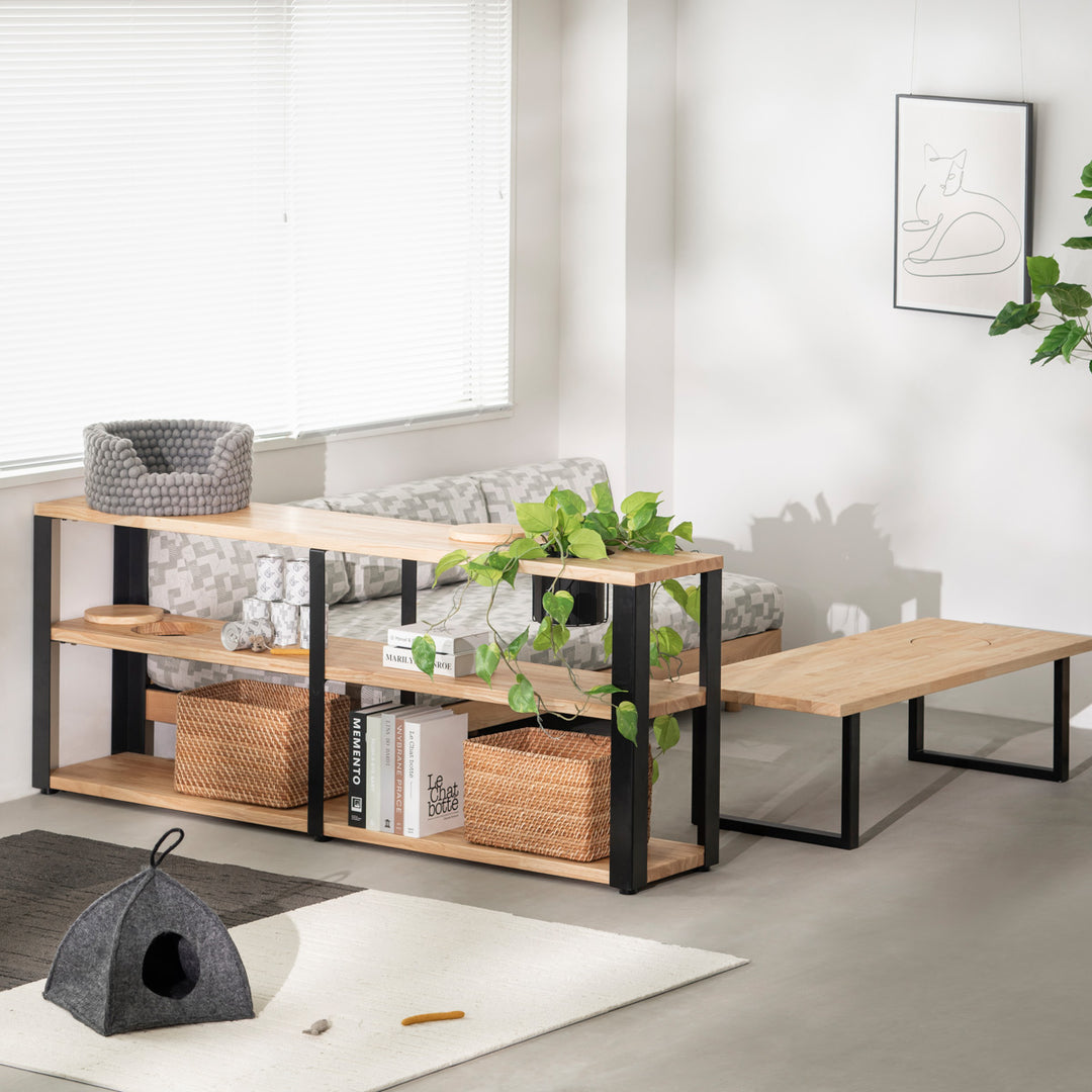 THE STORAGE SHELF 3段 / ラバーウッド ナチュラル × Black