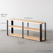 THE STORAGE SHELF 3段 / ラバーウッド ナチュラル × Black Steel　ネコ穴付き