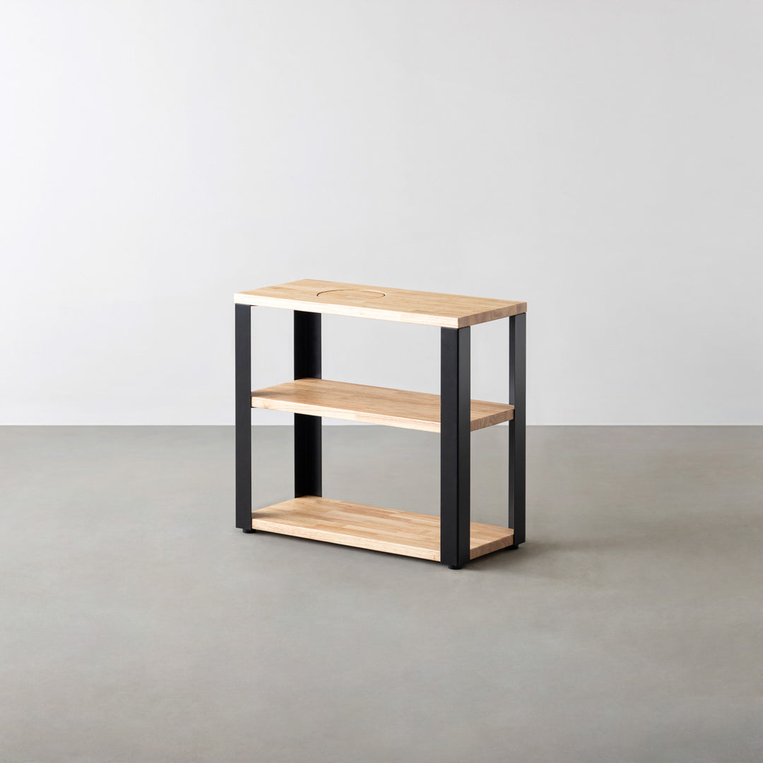 THE STORAGE SHELF 3段 / ラバーウッド ナチュラル × Black Steel ネコ