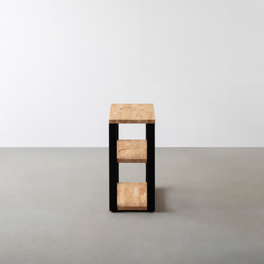 THE STORAGE SHELF 3段 / ラバーウッド ナチュラル × Black Steel ネコ