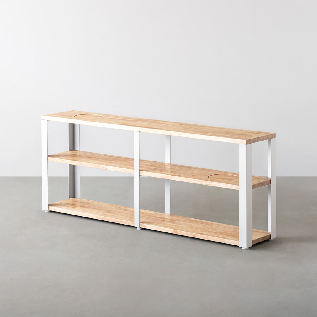 THE STORAGE SHELF 3段 / ラバーウッド ナチュラル × White Steel ネコ