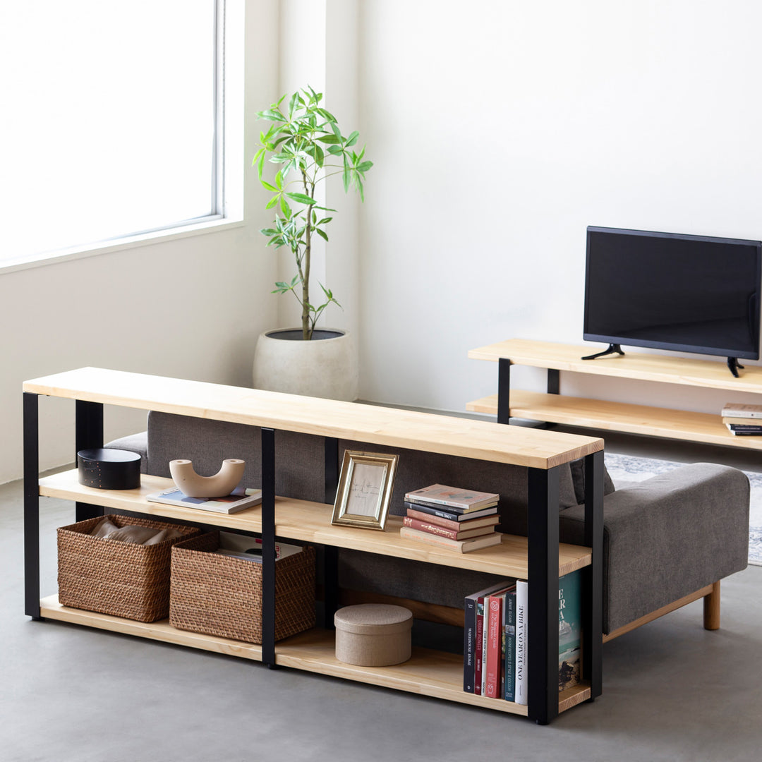 THE STORAGE SHELF 3段 / パイン × Black Steel – KANADEMONO