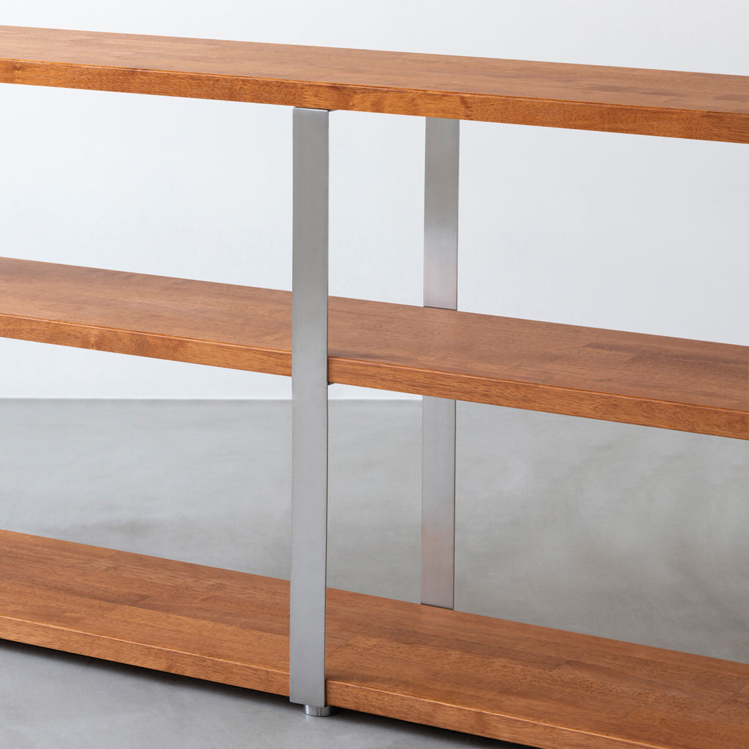 THE STORAGE SHELF 3段 / ラバーウッド ブラウン × Stainless – KANADEMONO