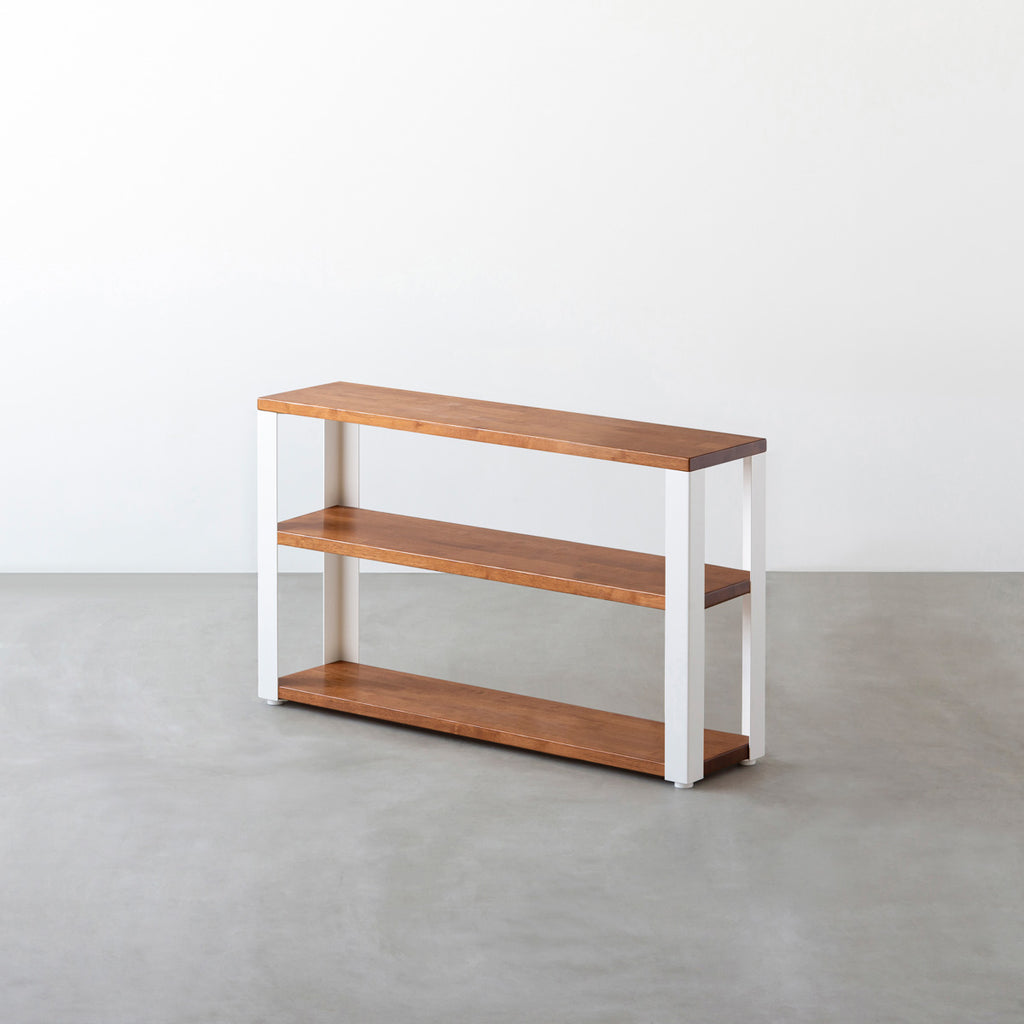 KANADEMONO かなでもの STORAGE SHELF 3段 ラバーウッド THE STORAGE SHELF 3段 / ラバーウッド ブラウン × White Steel