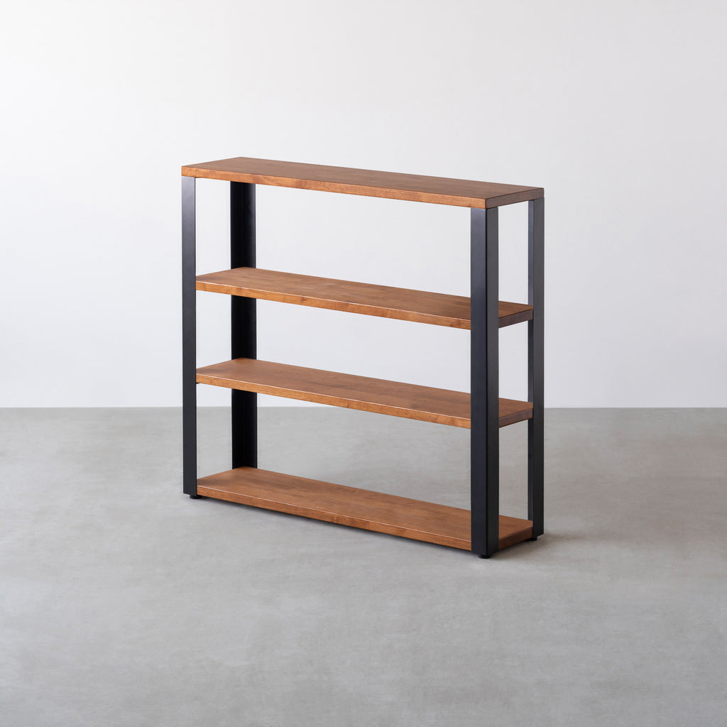 ラバーウッド ブラックブラウン 木製シェルフ 3段 THE STORAGE SHELF 3段 / ラバーウッド ナチュラル × Black