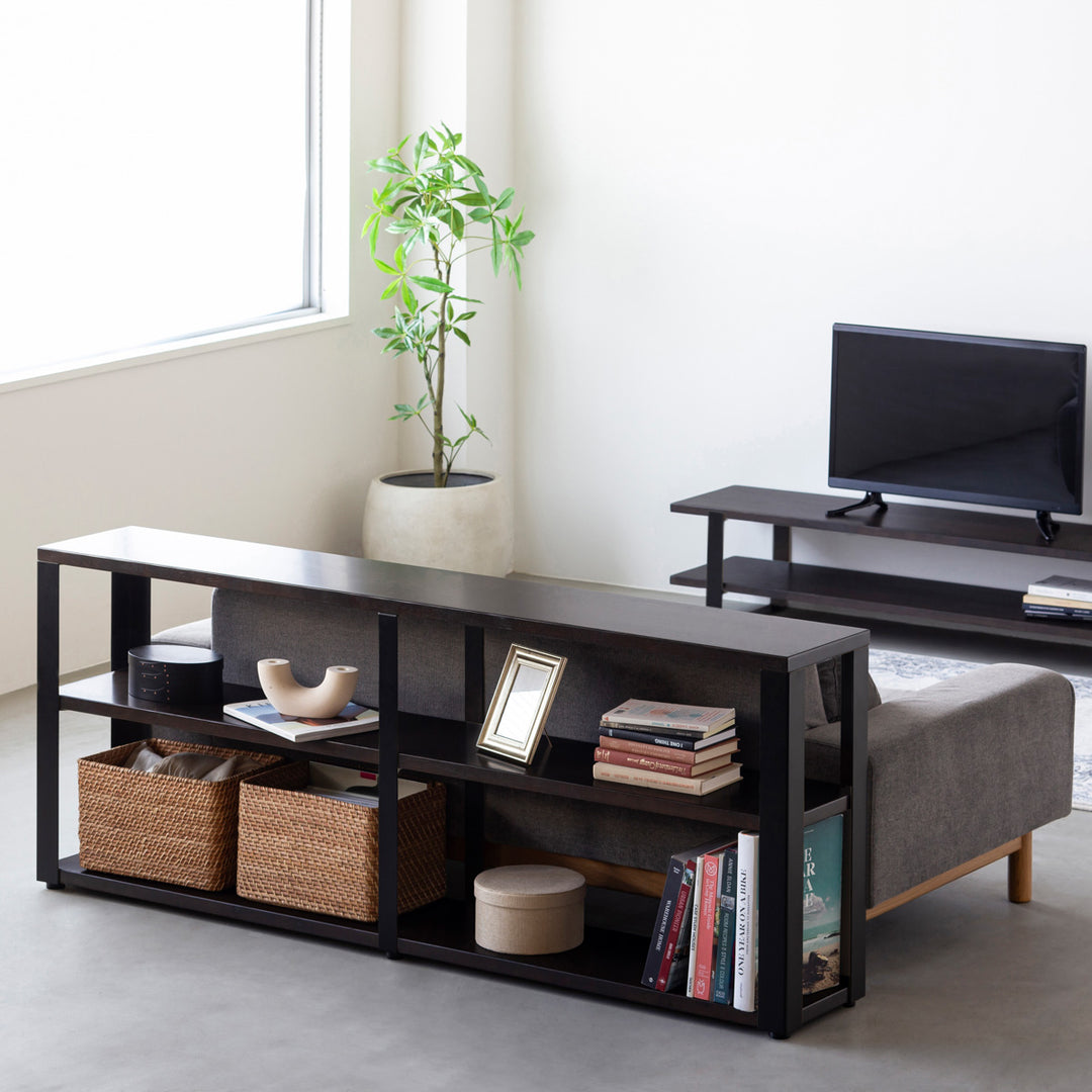 ラバーウッド ブラックブラウン 木製シェルフ 3段 SSH-K12-001-BK-M_2301128-