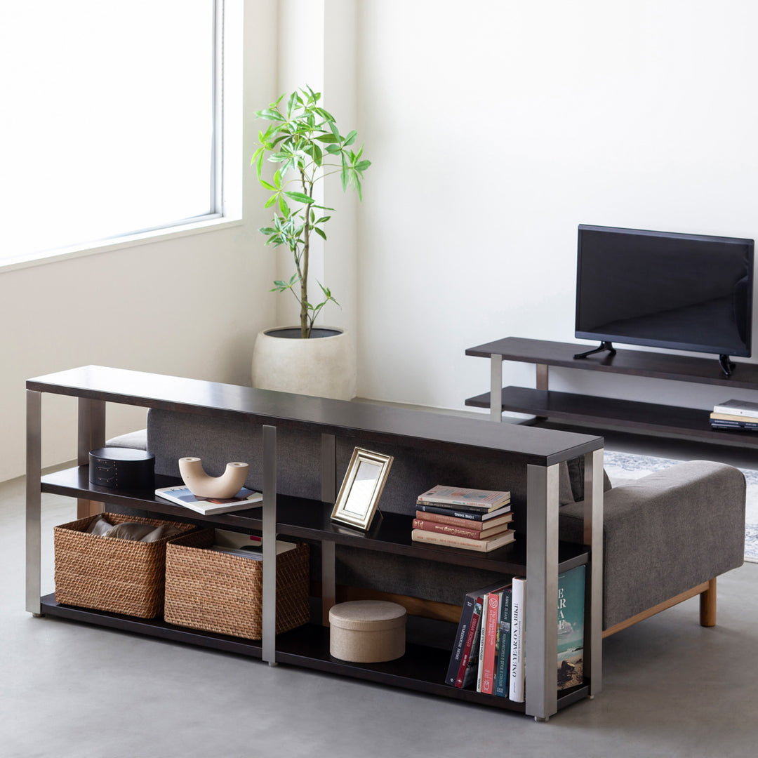 ラバーウッド ブラックブラウン 木製シェルフ 3段 ラバーウッド ブラックブラウン 木製シェルフ 3段